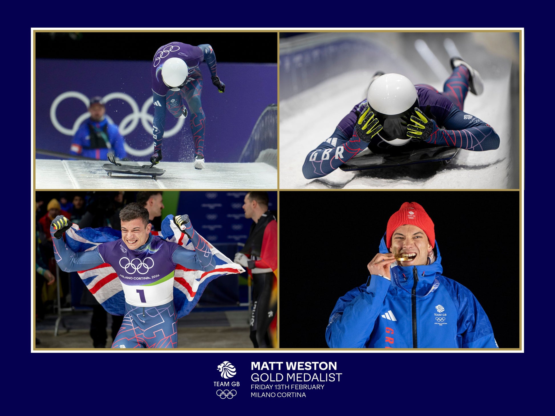 Team GB Store Picture Matt Weston Montage Print Framed - 16 x 12