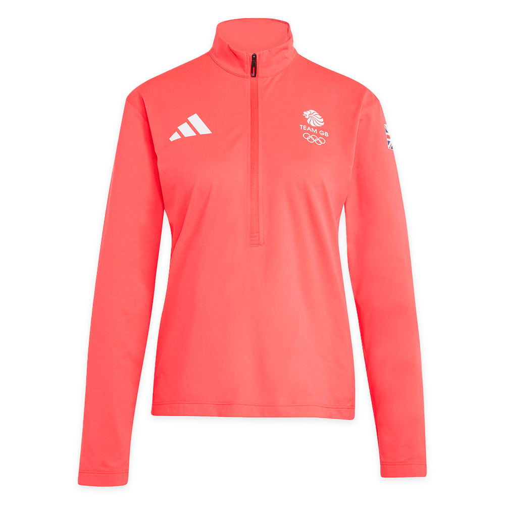 adidas 1/4 Zip NOT LIVE - adidas Milan 2026 Team GB 1/2 Zip Top - Red - Womens