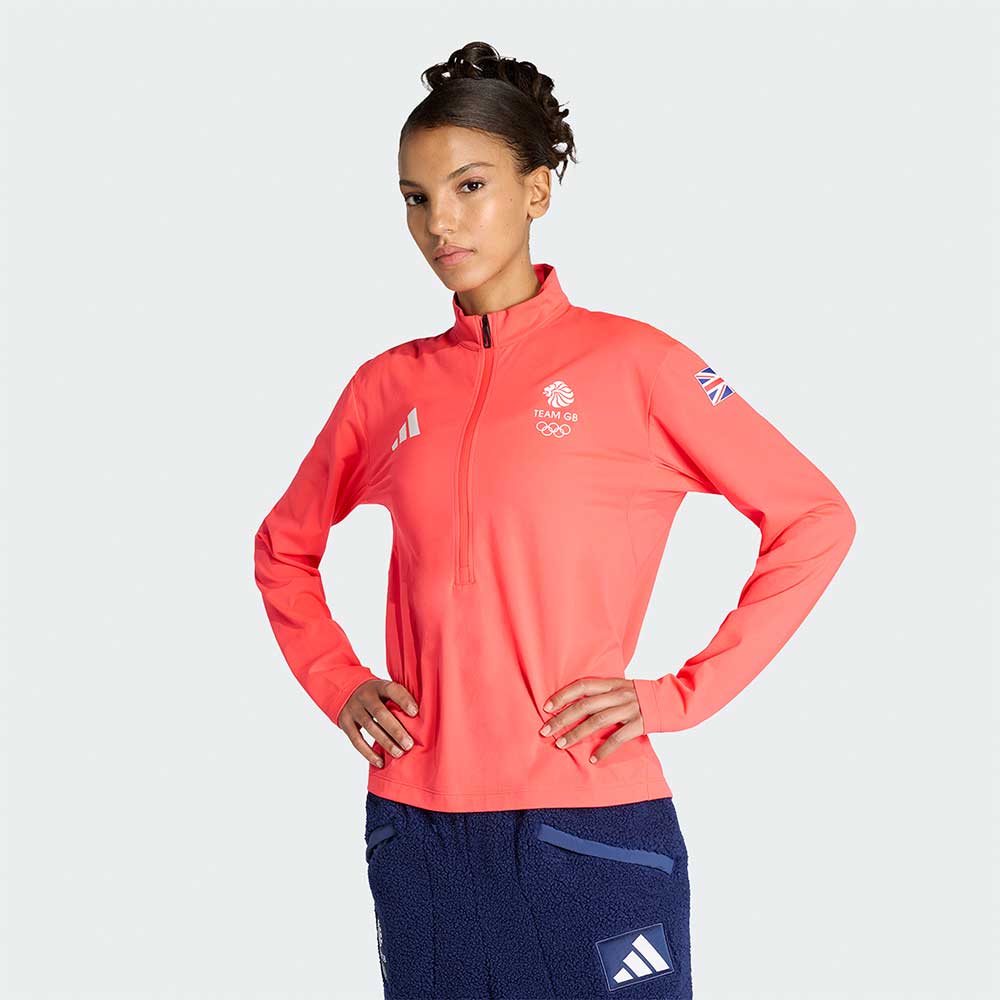 adidas 1/4 Zip NOT LIVE - adidas Milan 2026 Team GB 1/2 Zip Top - Red - Womens