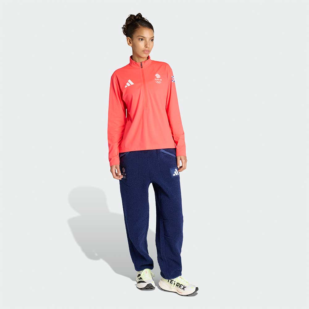 adidas 1/4 Zip NOT LIVE - adidas Milan 2026 Team GB 1/2 Zip Top - Red - Womens
