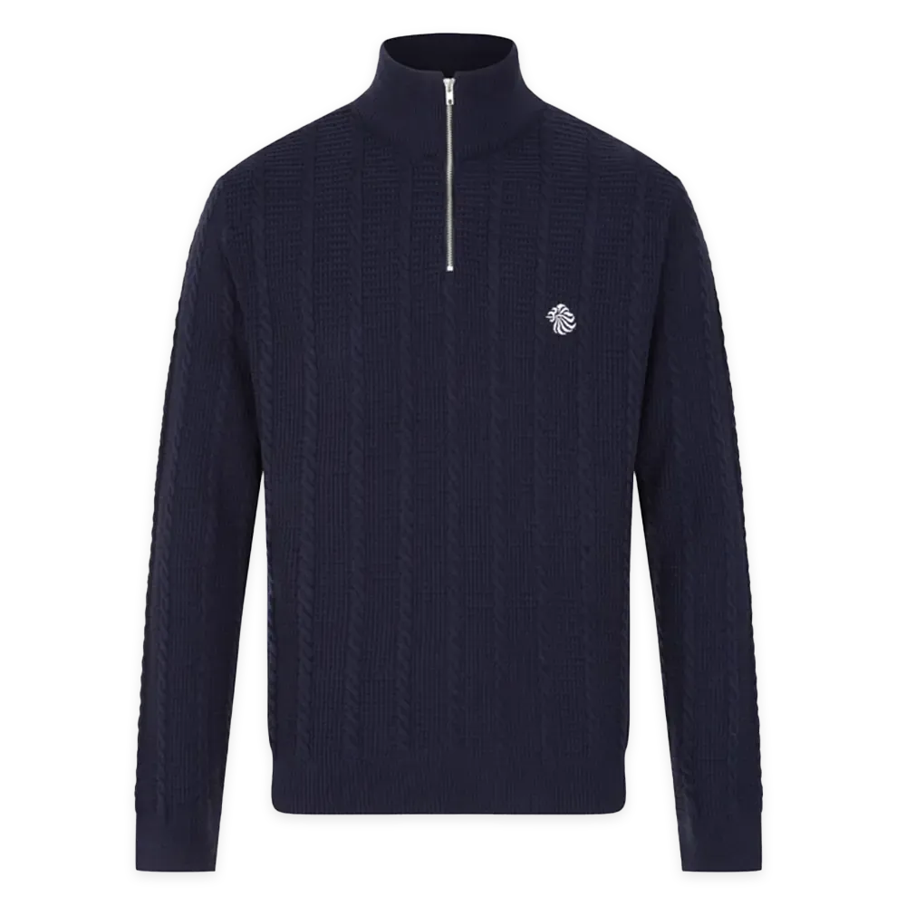 Team GB 1/4 Zip Team GB Cable Knitted 1/4 Zip - Navy