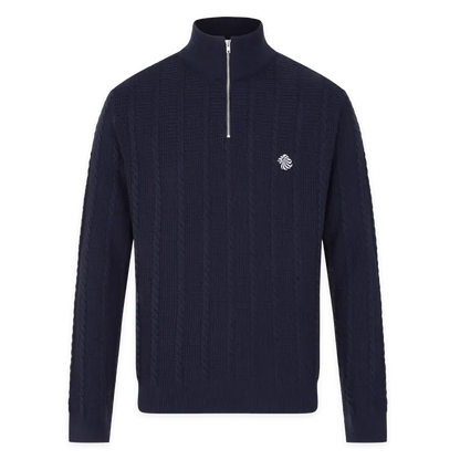 Team GB 1/4 Zip Team GB Cable Knitted 1/4 Zip - Navy