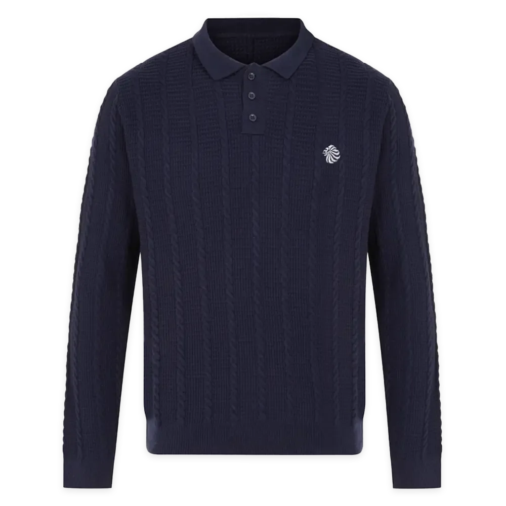 Team GB Knitted Polo Sweat Team GB Cable Knitted Polo Sweat - Navy