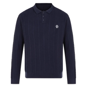 Team GB Knitted Polo Sweat Team GB Cable Knitted Polo Sweat - Navy