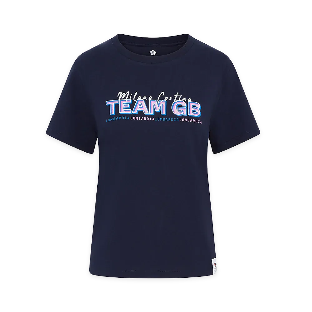 Team GB T-Shirt Team GB Winter Olympics Milano Cortina 2026 Womens T-Shirt - Navy