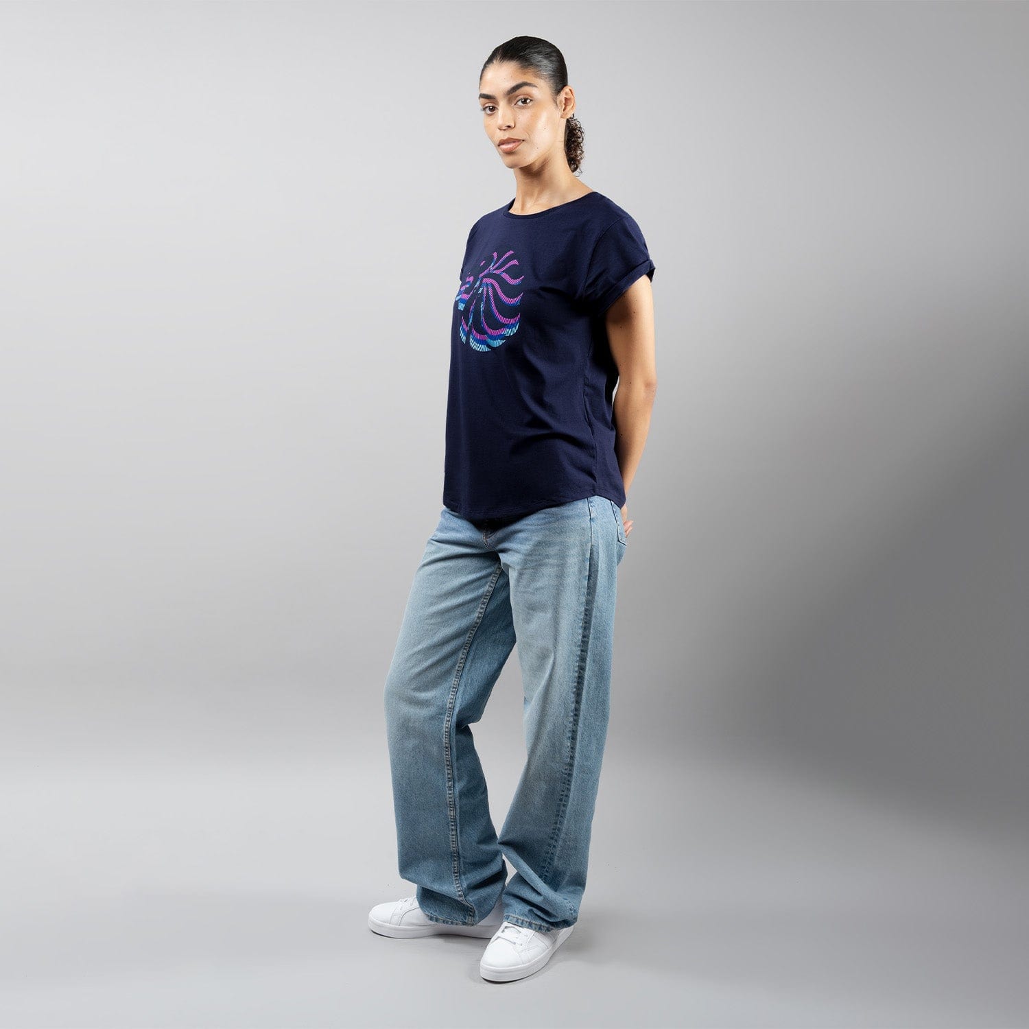 Team GB T-Shirt Women's Team GB Stacked Large Lion Graphic T-Shirt  - Navy