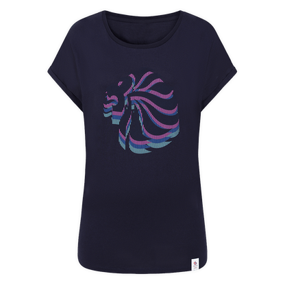Team GB T-Shirt Women's Team GB Stacked Large Lion Graphic T-Shirt  - Navy