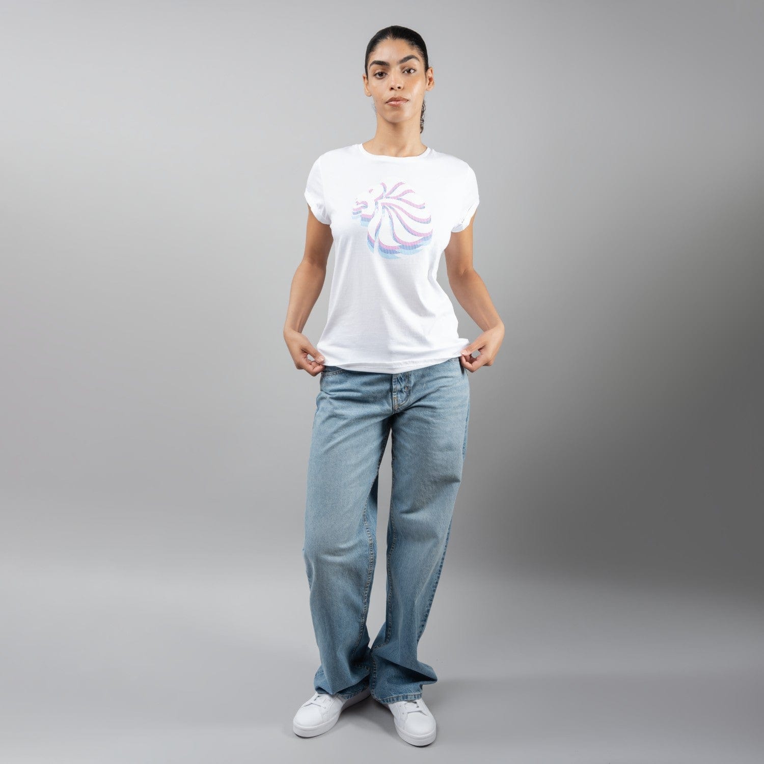 Team GB T-Shirt Women's Team GB Stacked Large Lion Graphic T-Shirt  - White