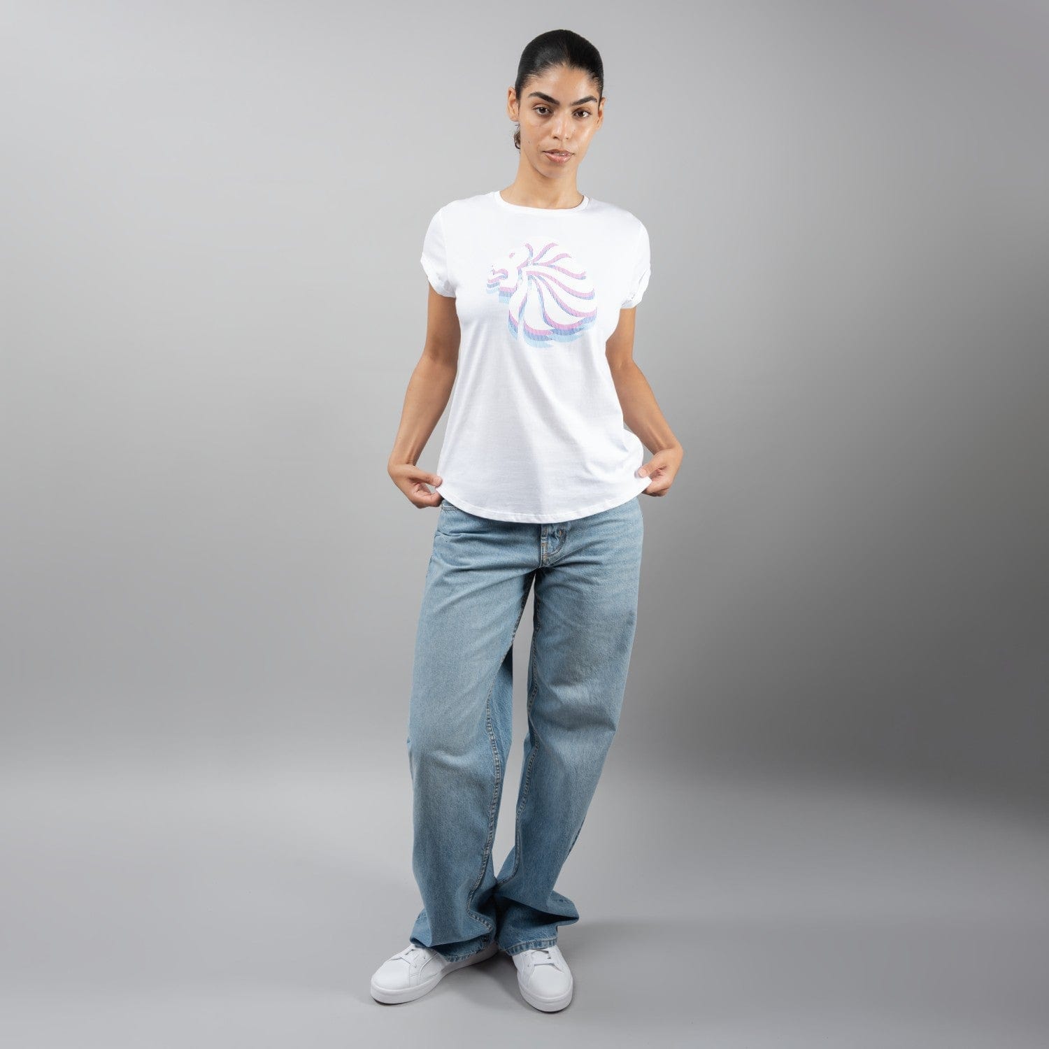 Team GB T-Shirt Women's Team GB Stacked Large Lion Graphic T-Shirt  - White