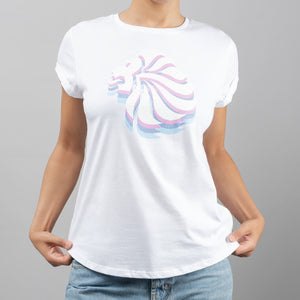 Team GB T-Shirt Women's Team GB Stacked Large Lion Graphic T-Shirt  - White
