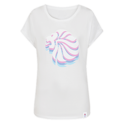 Team GB T-Shirt Women's Team GB Stacked Large Lion Graphic T-Shirt  - White