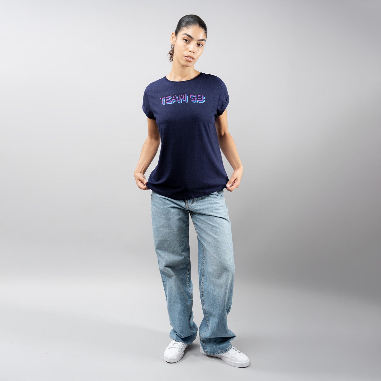 Team GB T-Shirt Women's Team GB Stacked Text T-Shirt - Navy  - Navy