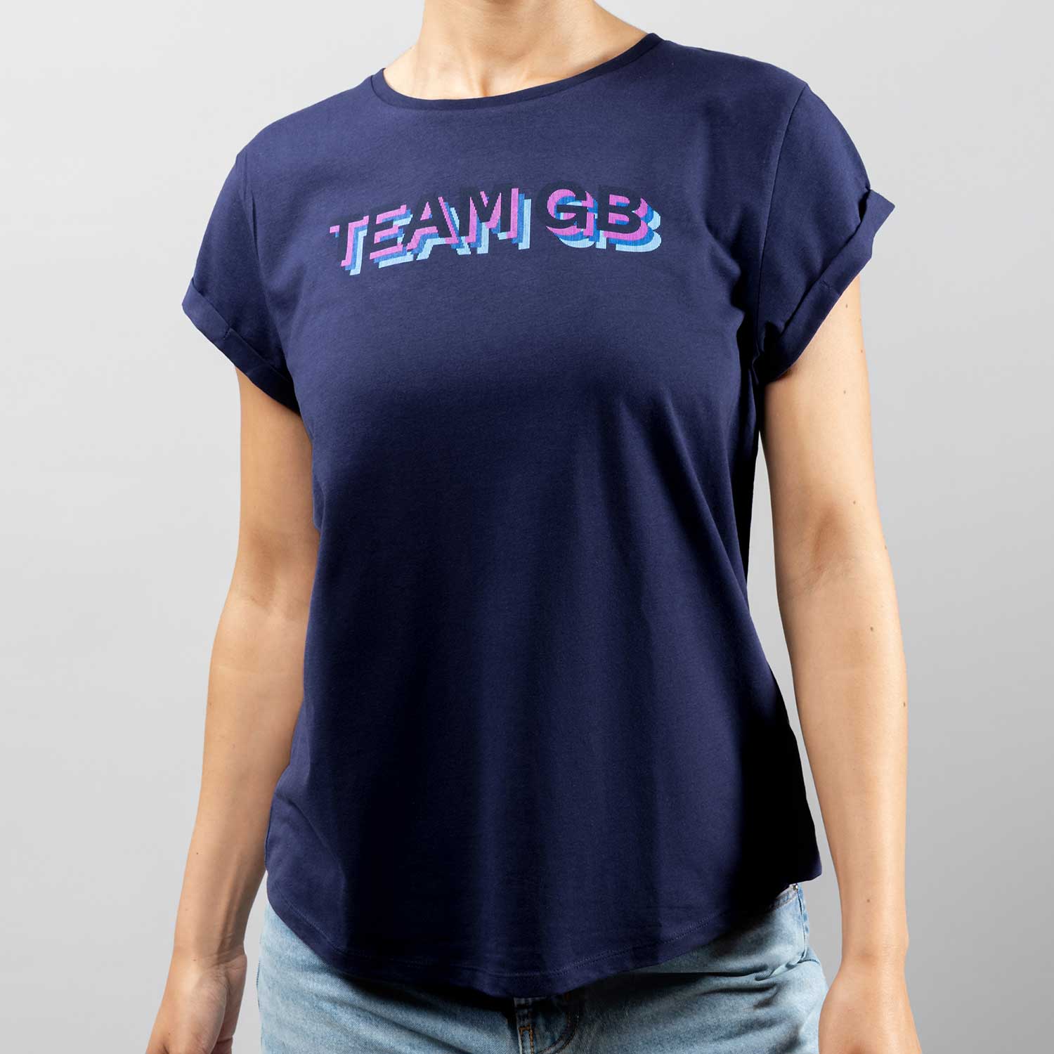 Team GB T-Shirt Women's Team GB Stacked Text T-Shirt - Navy  - Navy