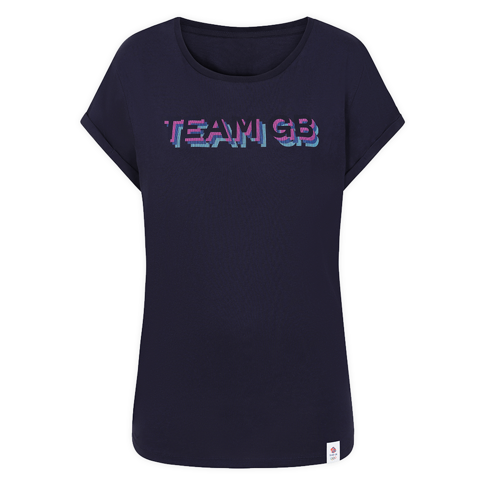 Team GB T-Shirt Women's Team GB Stacked Text T-Shirt - Navy  - Navy