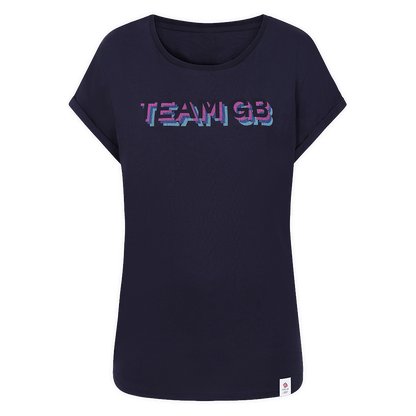 Team GB T-Shirt Women's Team GB Stacked Text T-Shirt - Navy  - Navy