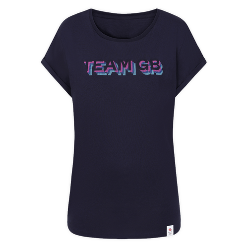 Team GB T-Shirt Women's Team GB Stacked Text T-Shirt - Navy  - Navy