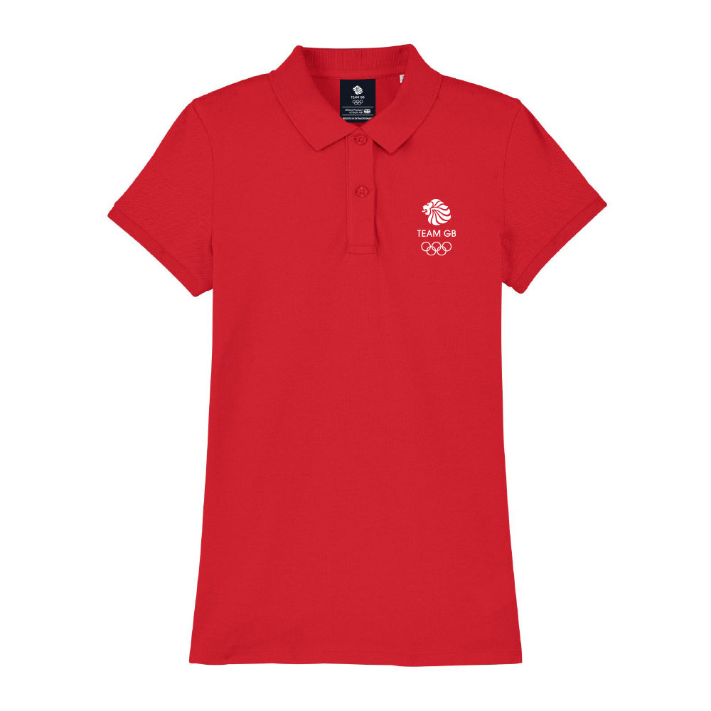 Team GB Olympic Small White Logo Polo Shirt Women's - Red