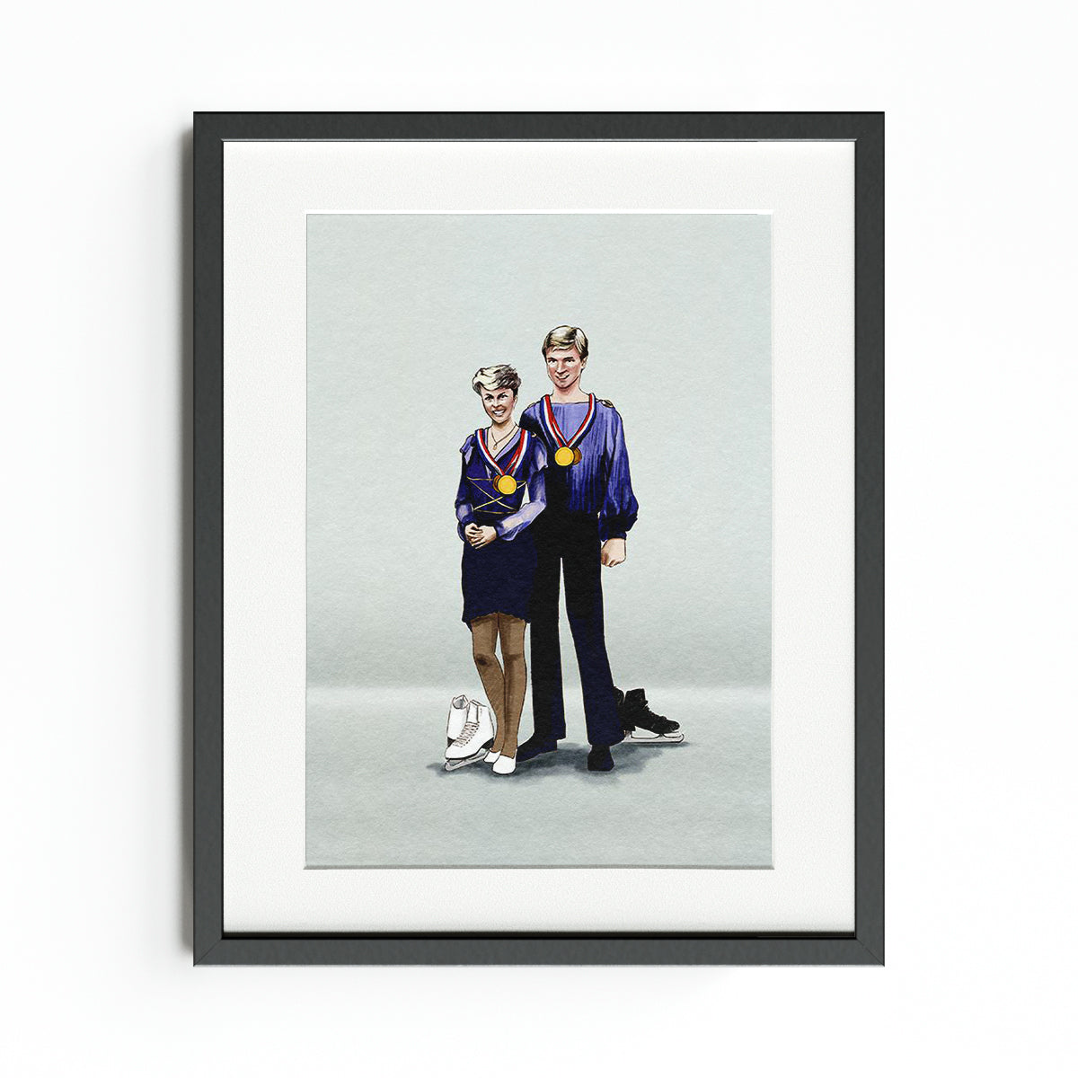 Illustrated Torvill and Dean Team GB Art Print